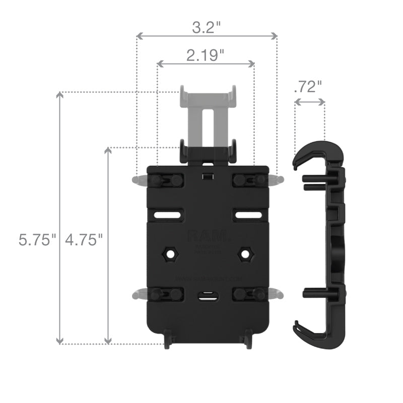 RAM® Quick-Grip™ Phone Mount with Handlebar U-Bolt Base - Medium