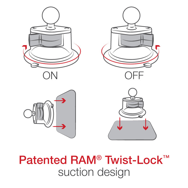 RAM® Quick-Grip™ XL Phone Mount with Twist-Lock™ Suction Cup - Long