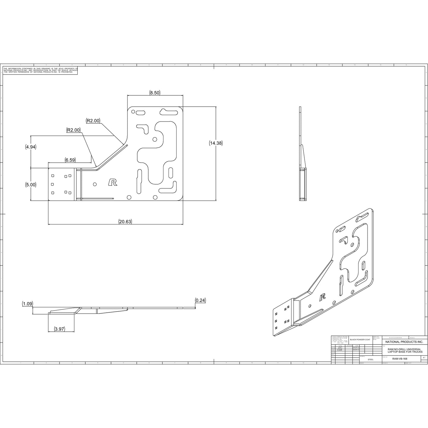 RAM® No-Drill™ Universal Vehicle Base for Heavy Duty Trucks