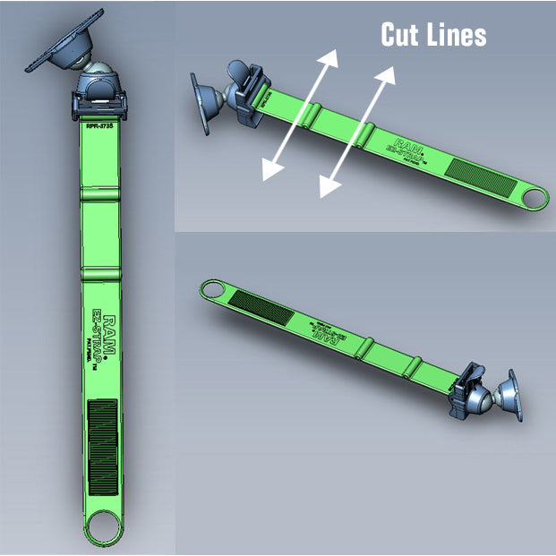 RAM® EZ-Strap™ Rail Mount with Double Ball and Diamond Base Adapter