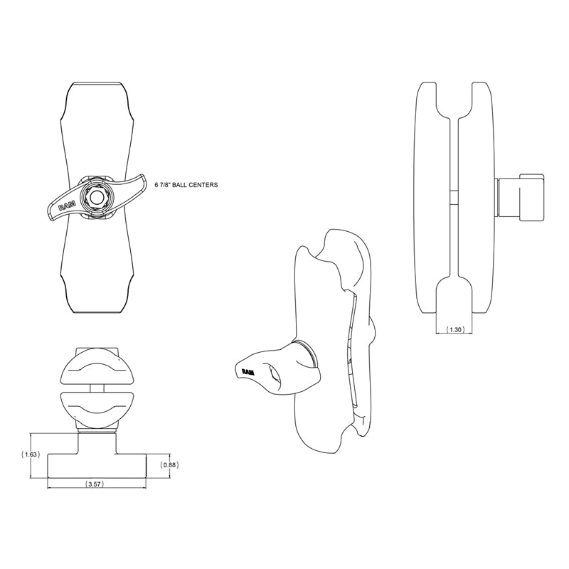 RAM® Double Socket Arm - D Size Medium