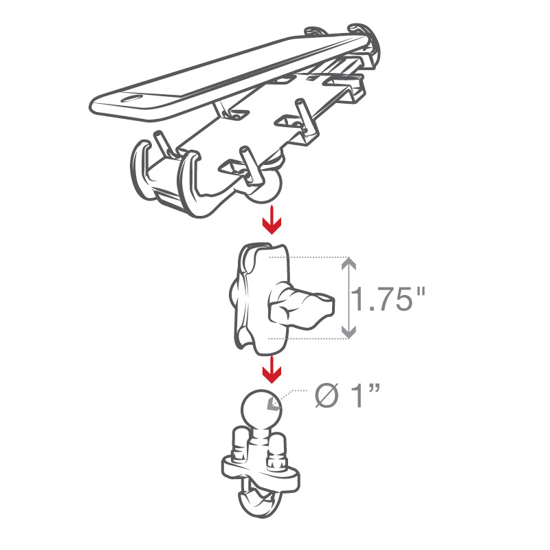 RAM® Quick-Grip™ Phone Mount with Handlebar U-Bolt Base - Short