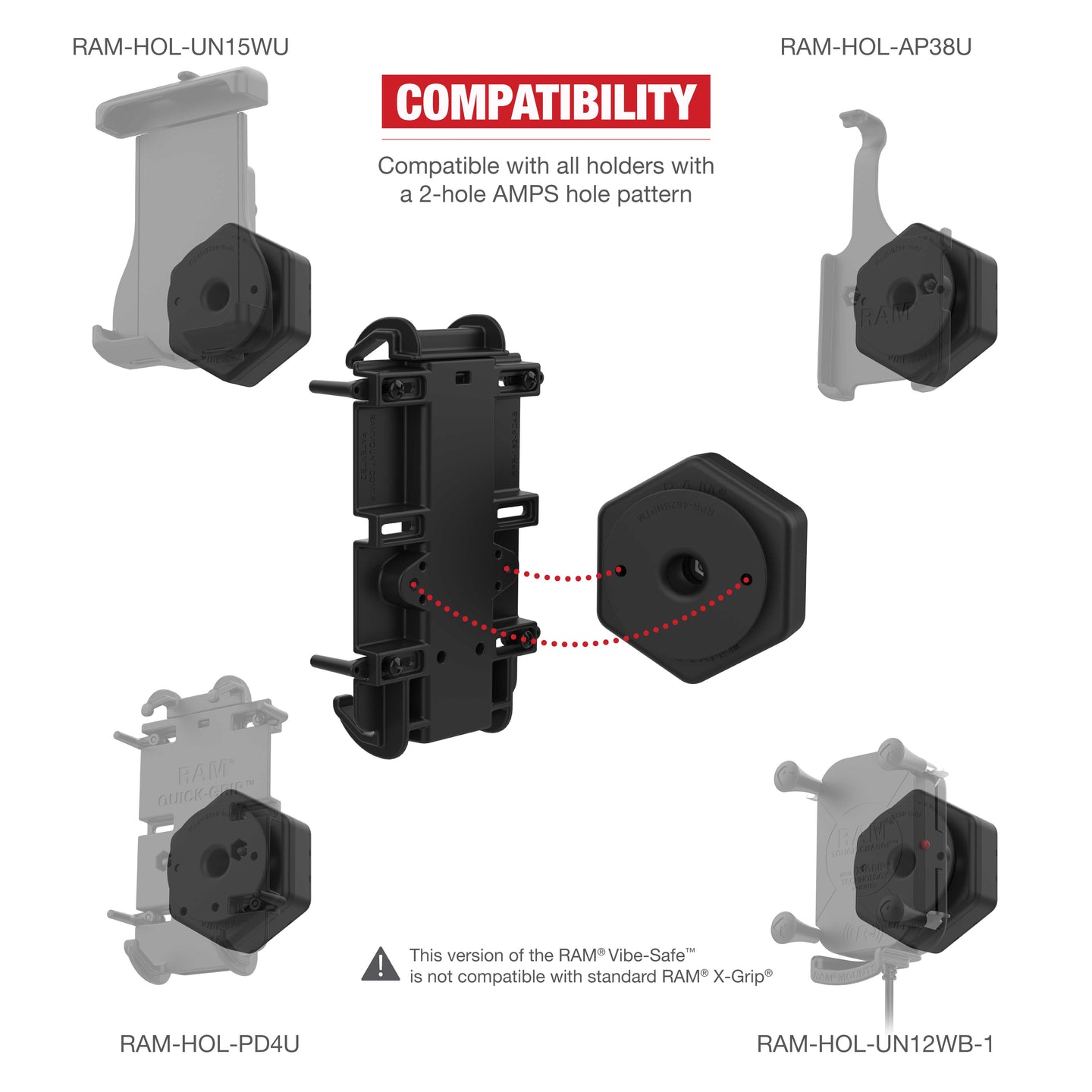 RAM® Tough-Claw™ Small Clamp Base with Vibe-Safe™ Adapter